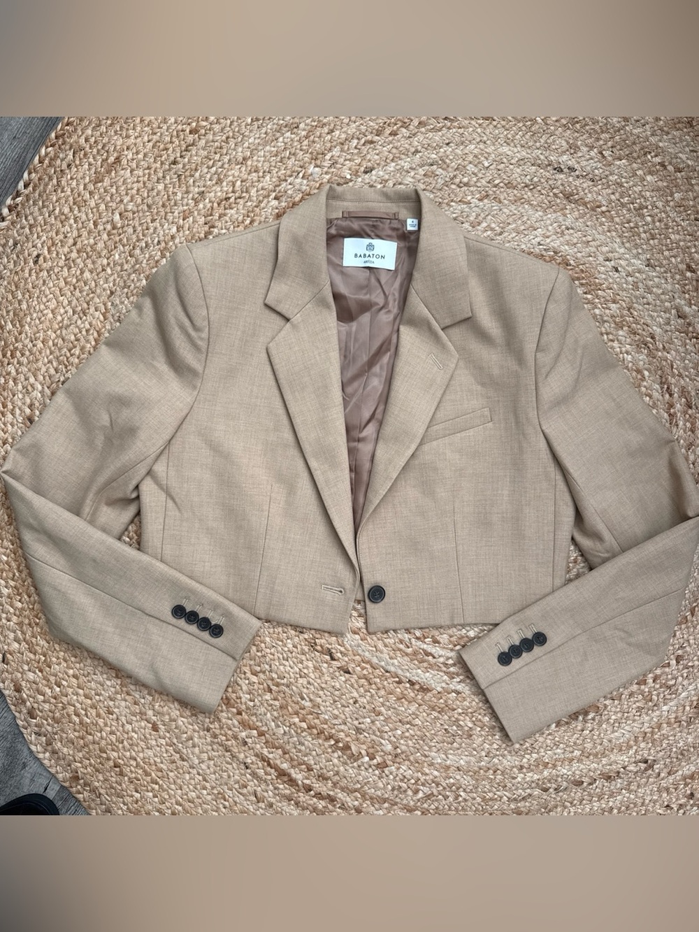 Aritzia Cropped Tan Blazer Jacket